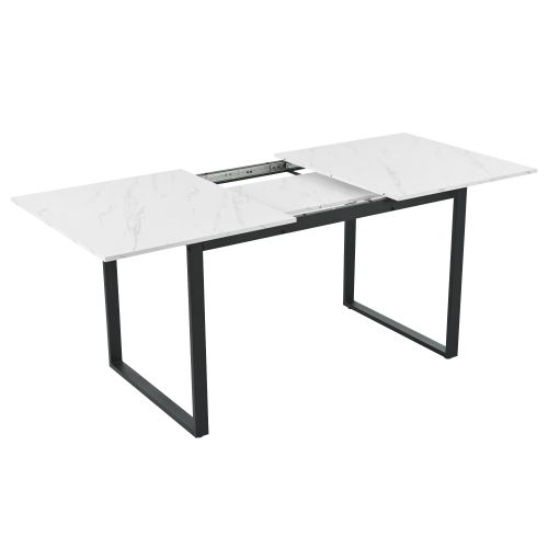 Ensemble Table Et Chaises, Table à Manger Rectangulaire Avec Pieds Métal Noir Et 4 Chaises Gris