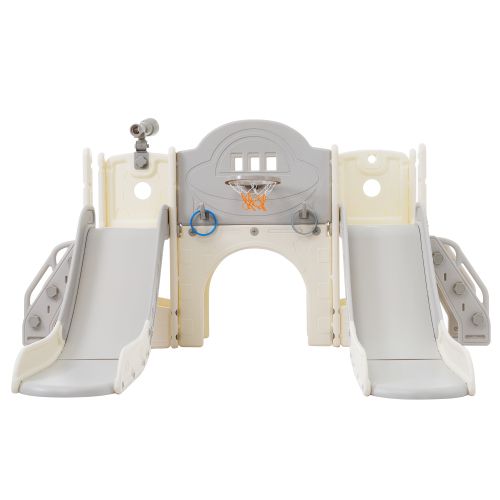 Toboggan Pour Enfants Avec Structure D'escalade, Panier De Basket, Jeu De Lasso Et Télescope