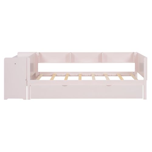 Lit Enfant 90x200 Cm Avec Lit Gigogne Et Bureau, En Bois, Rose