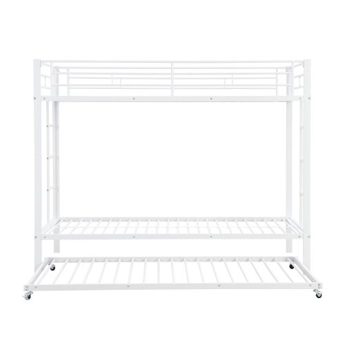 Lit Superposé 90x200 Cm, Lit Enfant Avec Lit Gigogne Et Lattes, En Métal, Blanc