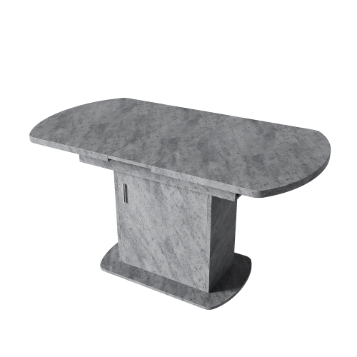 Table à Manger Extensible 110-130x70 Cm, Finition Gris Béton Et Rangements Intégrés