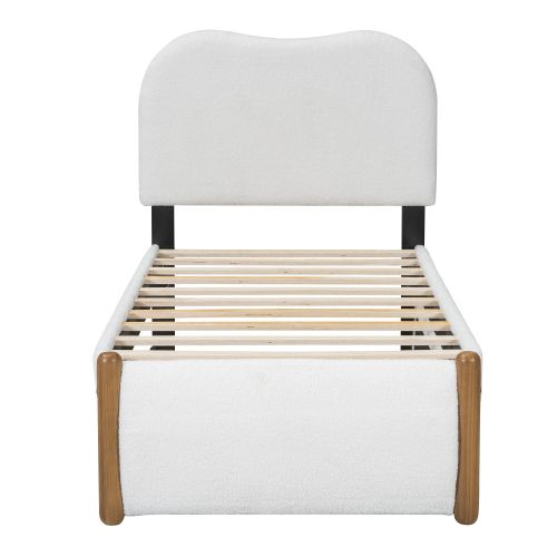 Lit Enfant 90x200 Cm Avec Lit Gigogne 91x191 Cm Et Tête De Lit, En Tissu, Blanc