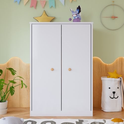 Armoire Enfant Avec Penderie, 2 Portes, Blanc