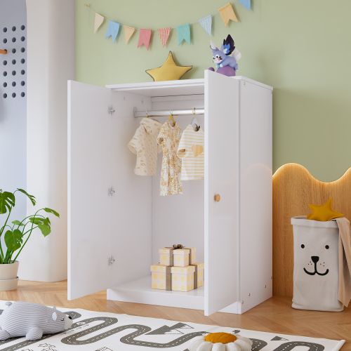 Armoire Enfant Avec Penderie, 2 Portes, Blanc