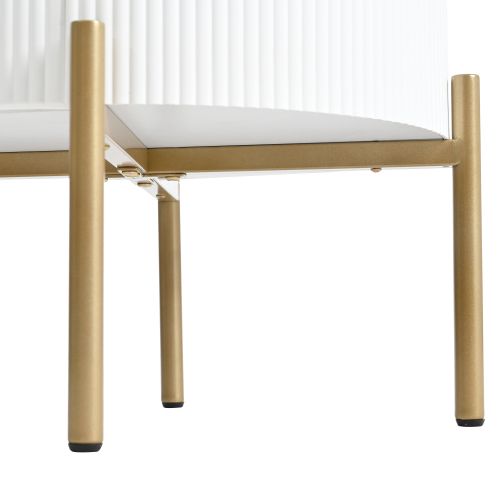 Table Basse Ronde Blanche, Table D'appoint Effet Marbre Avec 2 Tiroirs Et Pieds Réglables