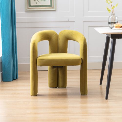 Lot De 2 Chaises De Salle à Manger, Velours Rembourré, Dossier Enveloppant, Piètement Bois, Olive