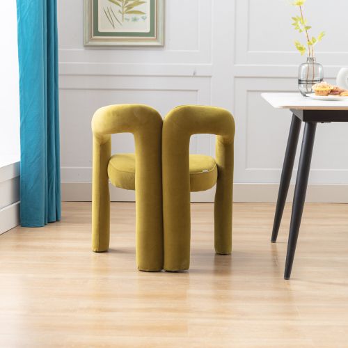 Lot De 2 Chaises De Salle à Manger, Velours Rembourré, Dossier Enveloppant, Piètement Bois, Olive