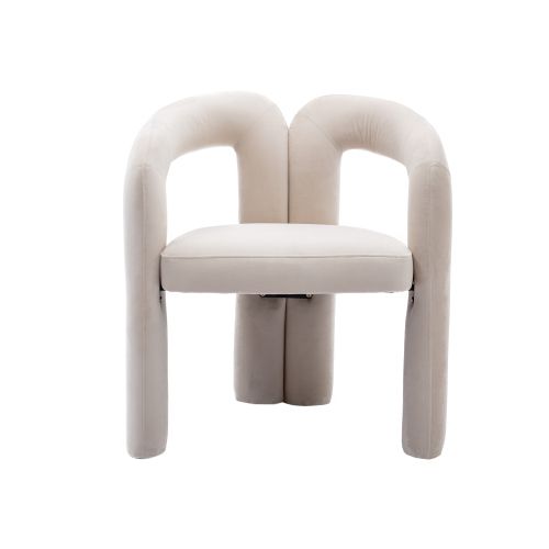 Lot De 2 Chaises De Salle à Manger, Velours Rembourrées, Dossier Enveloppant Et Accoudoirs, Beige