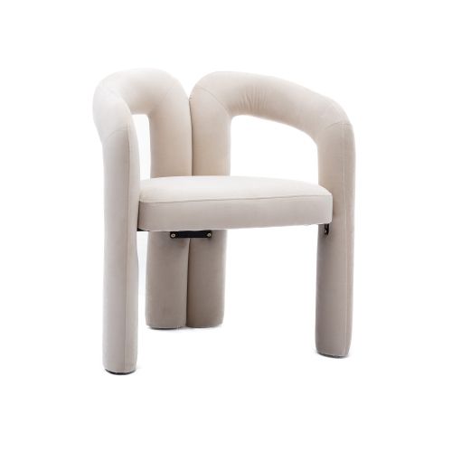 Lot De 2 Chaises De Salle à Manger, Velours Rembourrées, Dossier Enveloppant Et Accoudoirs, Beige