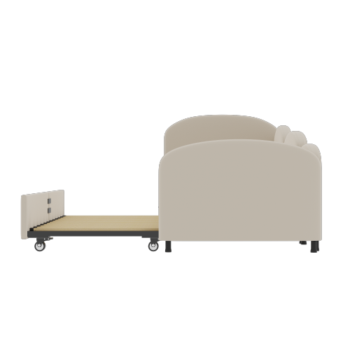 Lit Enfant 90x200 Cm, Avec Tiroir De Rangement, Forme Fleur, En Velours, Beige