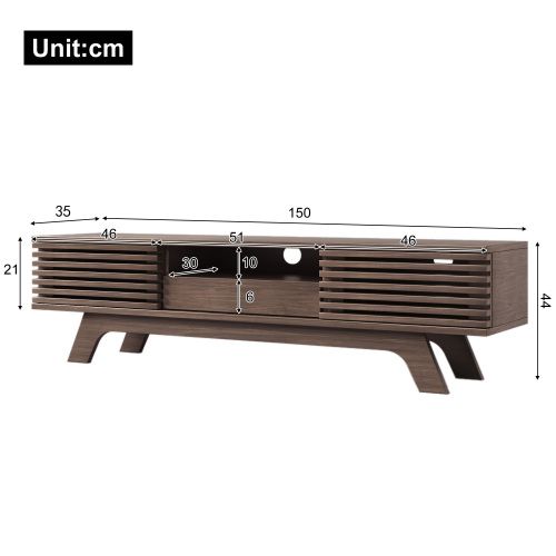 Meuble TV 150 Cm Avec 2 Portes, 1 Tiroir, Niche Ouverte, Couleur Bois
