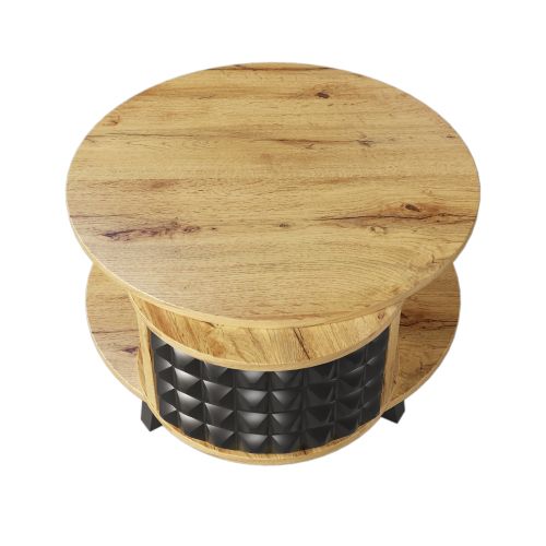 Table Basse Bois à Double Plateau Avec Rangement Tournant 360°