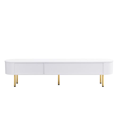 Meuble TV 174 Cm, Brillante, Avec 3 Tiroirs, Blanc