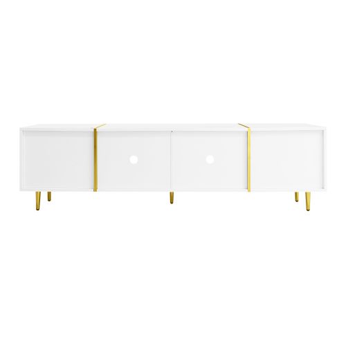 Meuble TV 170 Cm, Brillante, Avec 4 Portes, Blanc