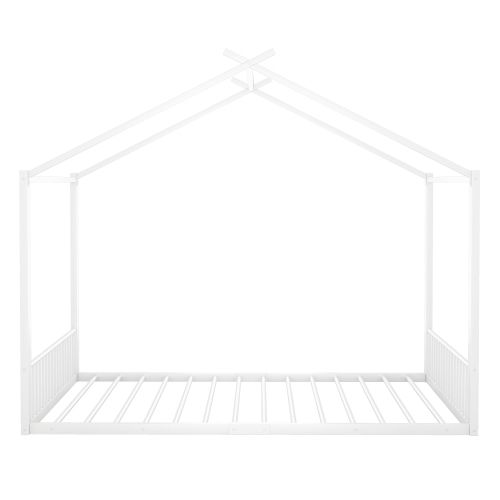 Lit Cabane Enfant 140x200 Cm En Métal, Blanc