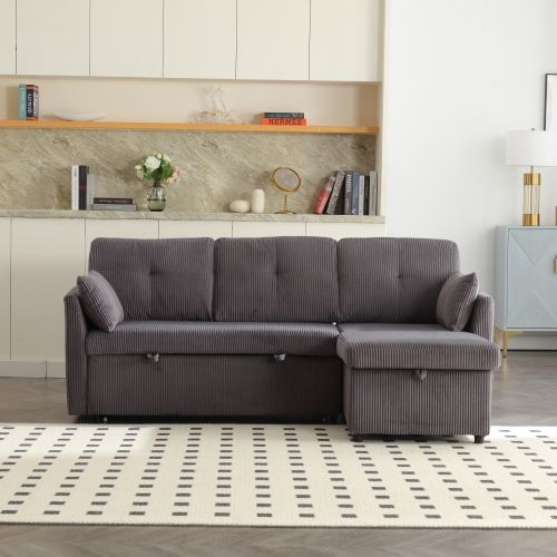 Canapé D’angle Convertible Modulable 3 Places Avec Coffre Et Méridienne Réversible