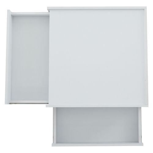 Table Basse Carrée Rotative 360° Blanche Avec 2 Tiroirs Et Rangement