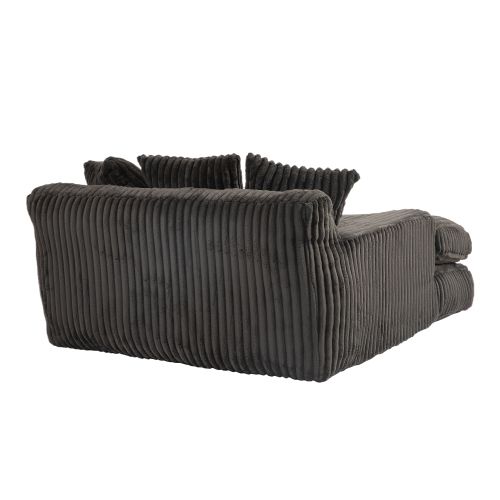 Fauteuil Compressé En Velours Côtelé 1 Place Avec 3 Coussins - Noir