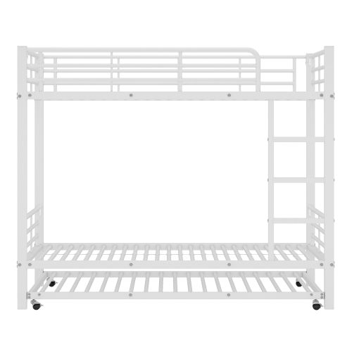 Lit Superposé 90x200 Avec Lit Gigogne 90x190 Cm, En Métal, Blanc