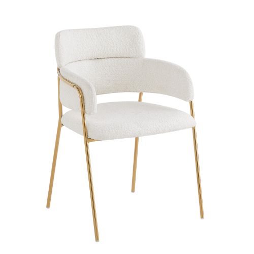 Lot De 2 Chaises De Salle à Manger, Design Moderne Rembourré, Pieds Dorés, Beige Et Doré
