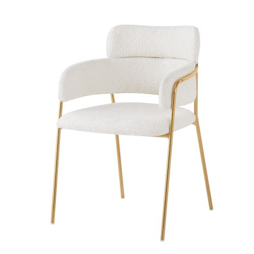 Lot De 2 Chaises De Salle à Manger, Design Moderne Rembourré, Pieds Dorés, Beige Et Doré