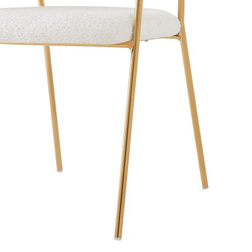 Lot De 2 Chaises De Salle à Manger, Design Moderne Rembourré, Pieds Dorés, Beige Et Doré