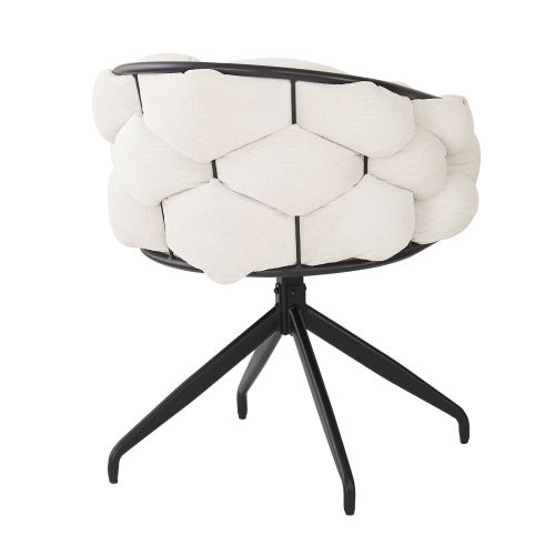 Lot De 2 Chaises Pivotantes En Velours, Piètement Métal, Dossier Rembourré, Beige