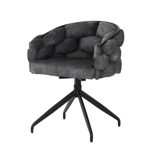 Lot De 6 Chaises Pivotantes 360°, Velours Et Métal, Assise Rembourrée, Gris