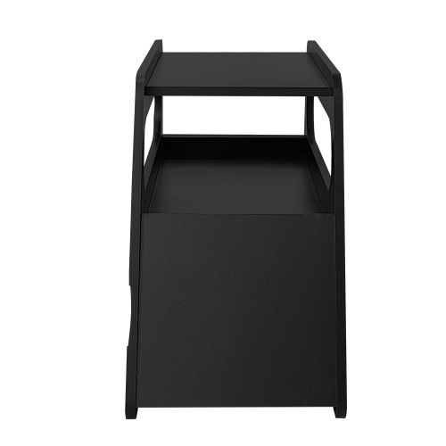 Bout De Canapé Noir, table D’appoint Rectangulaire Sur Roulettes, Design Arrondi