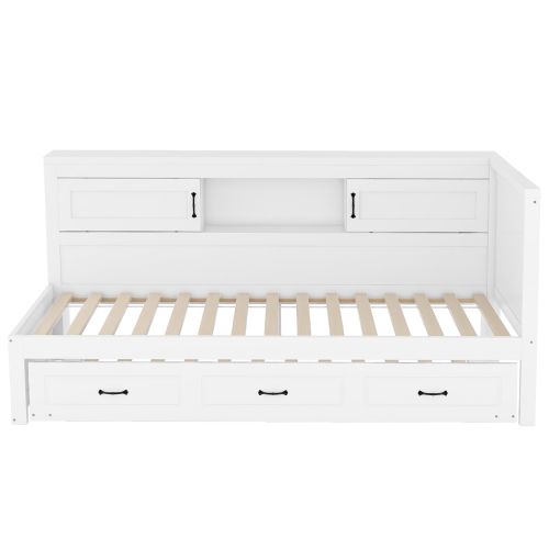 Lit Enfant 90x200 Cm Avec Lit Gigogne 90x190 Cm Et Éclairage LED, Blanc