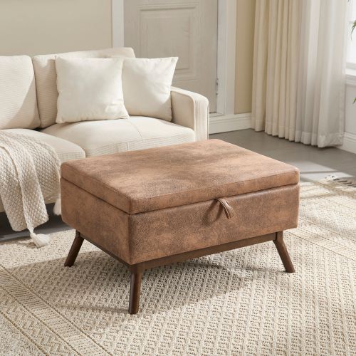 Banc De Rangement Carré De Style Moderne Du Milieu Du Siècle, Marron Clair