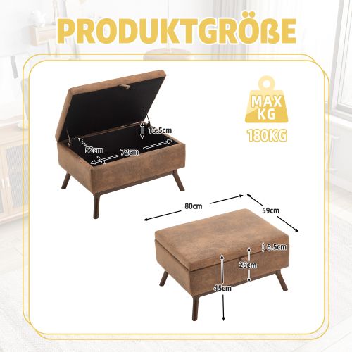 Banc De Rangement Carré De Style Moderne Du Milieu Du Siècle, Marron Clair