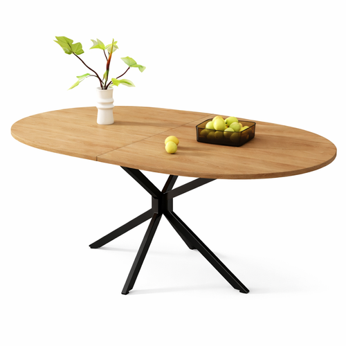 Table à Manger Naturelle 4-6 Places, Design Croisé, Finition Sobre