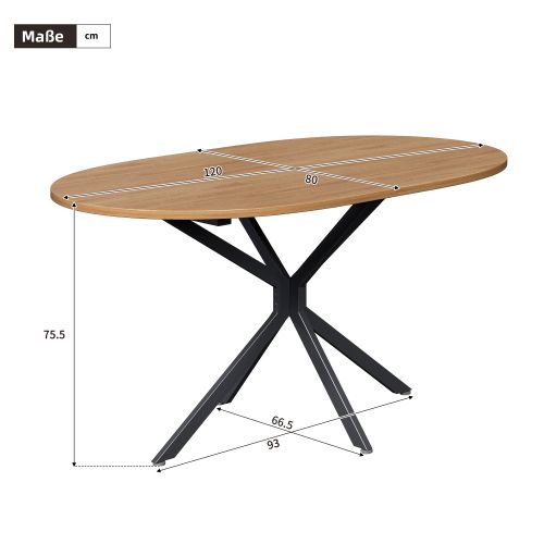 Table à Manger Naturelle 4-6 Places, Design Croisé, Finition Sobre