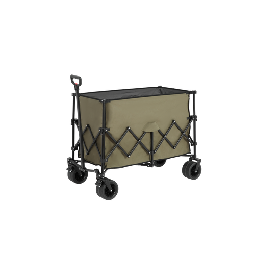 Chariot Pliant XXL 300 L Vert Avec Grandes Roues Tout-terrain, Poignée Auto-rebond Et Porte-gobelets