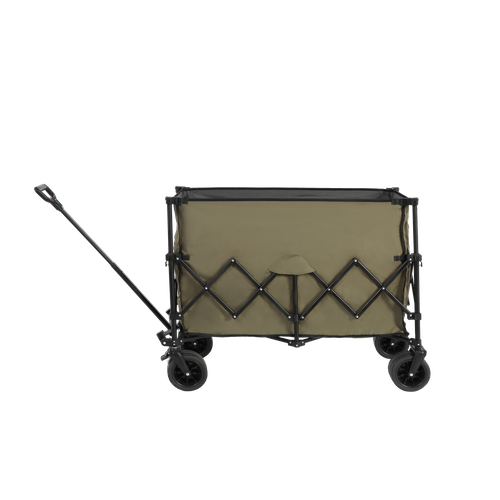 Chariot Pliant XXL 300 L Vert Avec Grandes Roues Tout-terrain, Poignée Auto-rebond Et Porte-gobelets