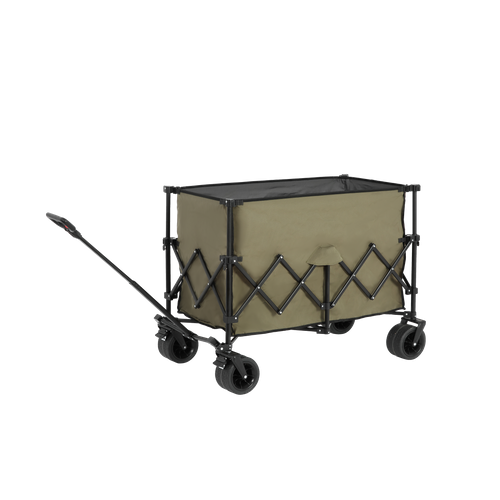 Chariot Pliant XXL 300 L Vert Avec Grandes Roues Tout-terrain, Poignée Auto-rebond Et Porte-gobelets