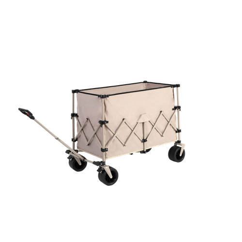 Chariot Pliable Multifonction 300 L Acier Beige, Grandes Roues Tout-terrain, Charge 100 Kg
