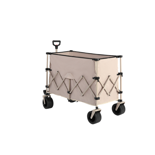 Chariot Pliable Multifonction 300 L Acier Beige, Grandes Roues Tout-terrain, Charge 100 Kg
