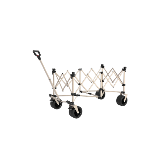 Chariot Pliable Multifonction 300 L Acier Beige, Grandes Roues Tout-terrain, Charge 100 Kg