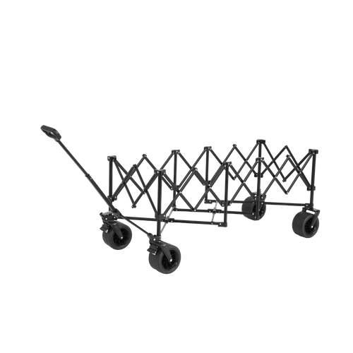 Chariot Pliant XL 300 L Acier Bleu, Charge 100 Kg, Roues Tout-terrain, Porte-gobelets