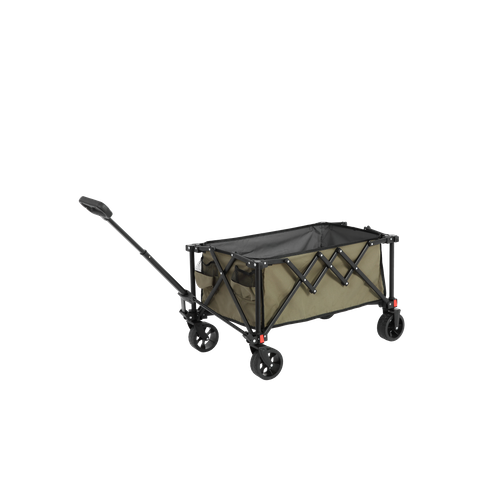 Chariot Pliant Utilitaire Vert Avec Roues Tout-terrain, Poignée Réglable, Acier, 80 L