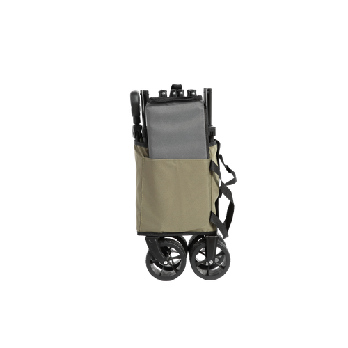 Chariot Pliant Utilitaire Vert Avec Roues Tout-terrain, Poignée Réglable, Acier, 80 L