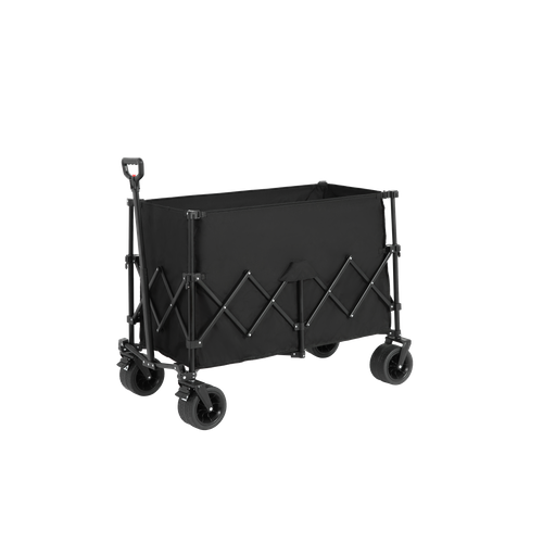 Chariot Pliant Multifonction 300 L Acier Noir, Grandes Roues Tout-terrain Et Porte-gobelets