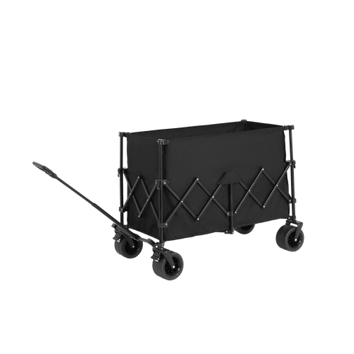 Chariot Pliant Multifonction 300 L Acier Noir, Grandes Roues Tout-terrain Et Porte-gobelets