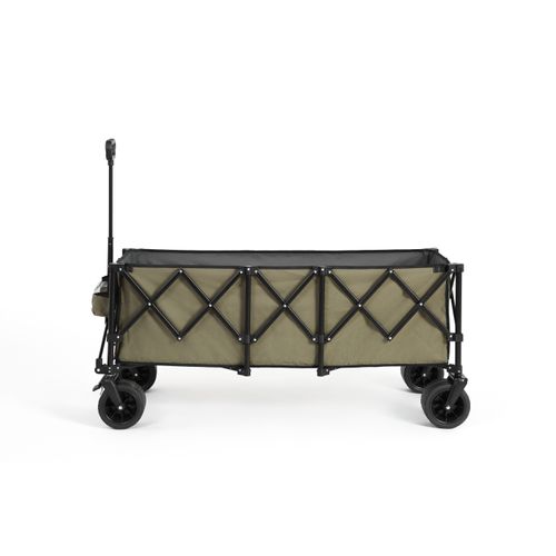 Chariot Pliant XL 300 L Acier Vert, 220 Lb, Grandes Roues Tout-terrain + Porte-gobelets