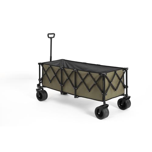 Chariot Pliant XL 300 L Acier Vert, 220 Lb, Grandes Roues Tout-terrain + Porte-gobelets