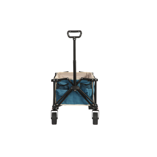 Chariot De Transport Pliable Bleu Avec Roues Tout-terrain, Cadre Acier, Poignée Télescopique, 80 L