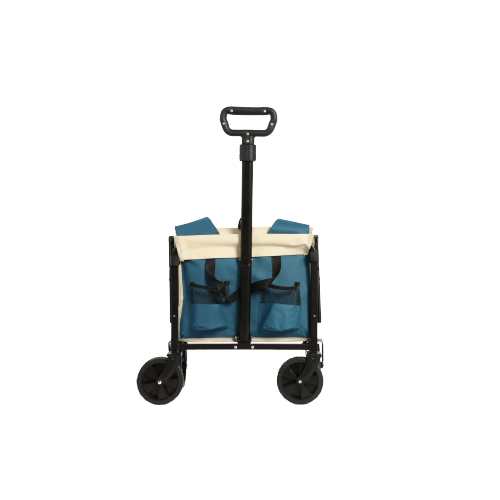 Chariot Pliant De Plage à Roulettes Bleu 70 L En Acier, Démontable, Poignée à Retour Auto
