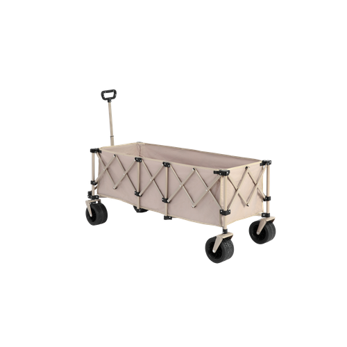 Chariot Pliant XXL 300 L En Acier, Charge 100 Kg, Roues Tout-terrain, Porte-gobelets, Beige